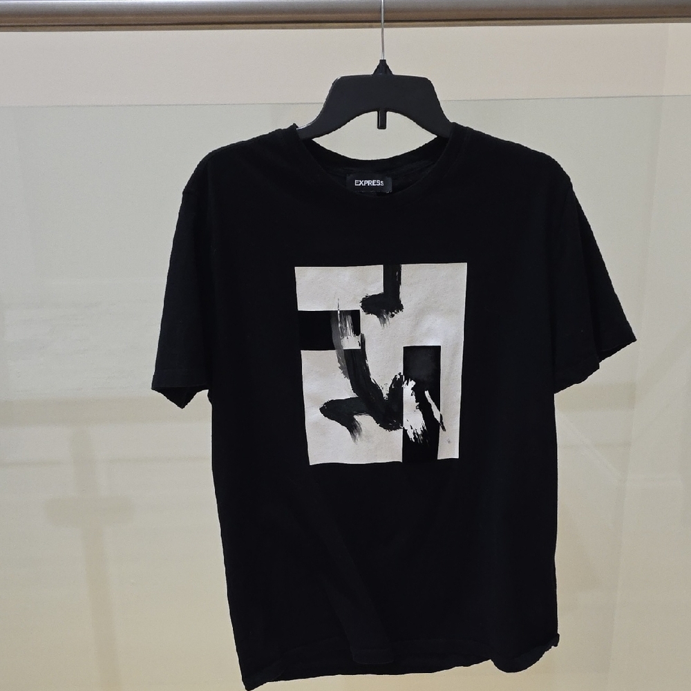 Express Black and White Abstract Men's T-Shirt